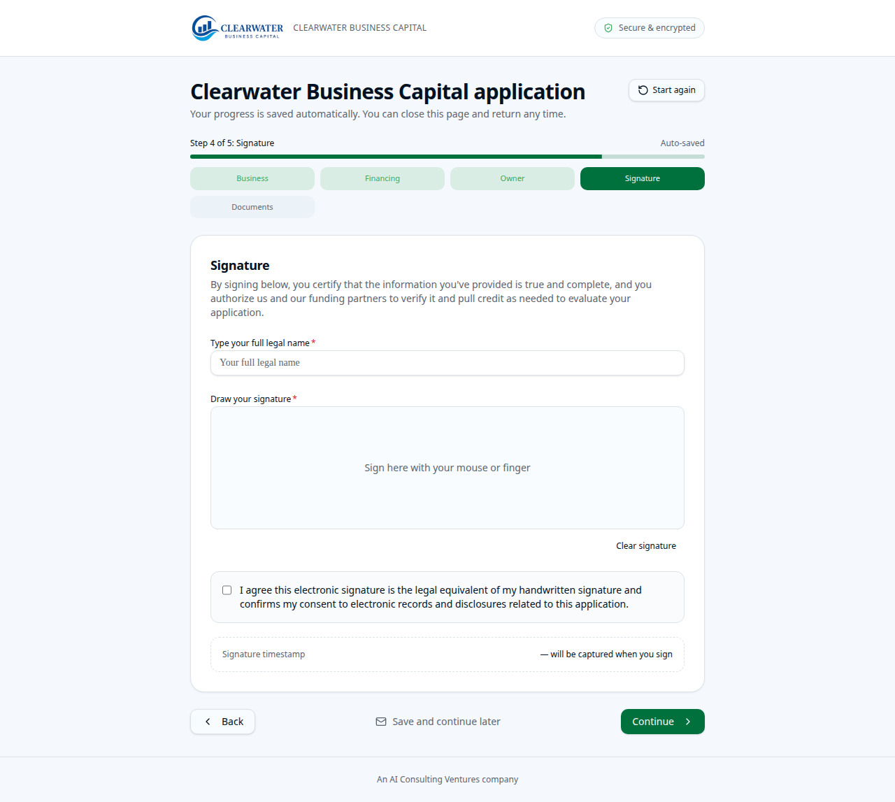 Empty signature step of the client application